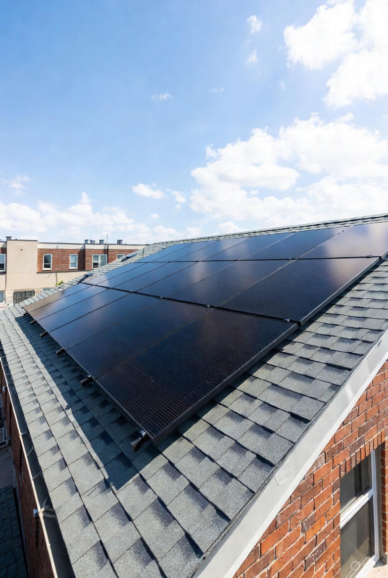 Man installing solar panels